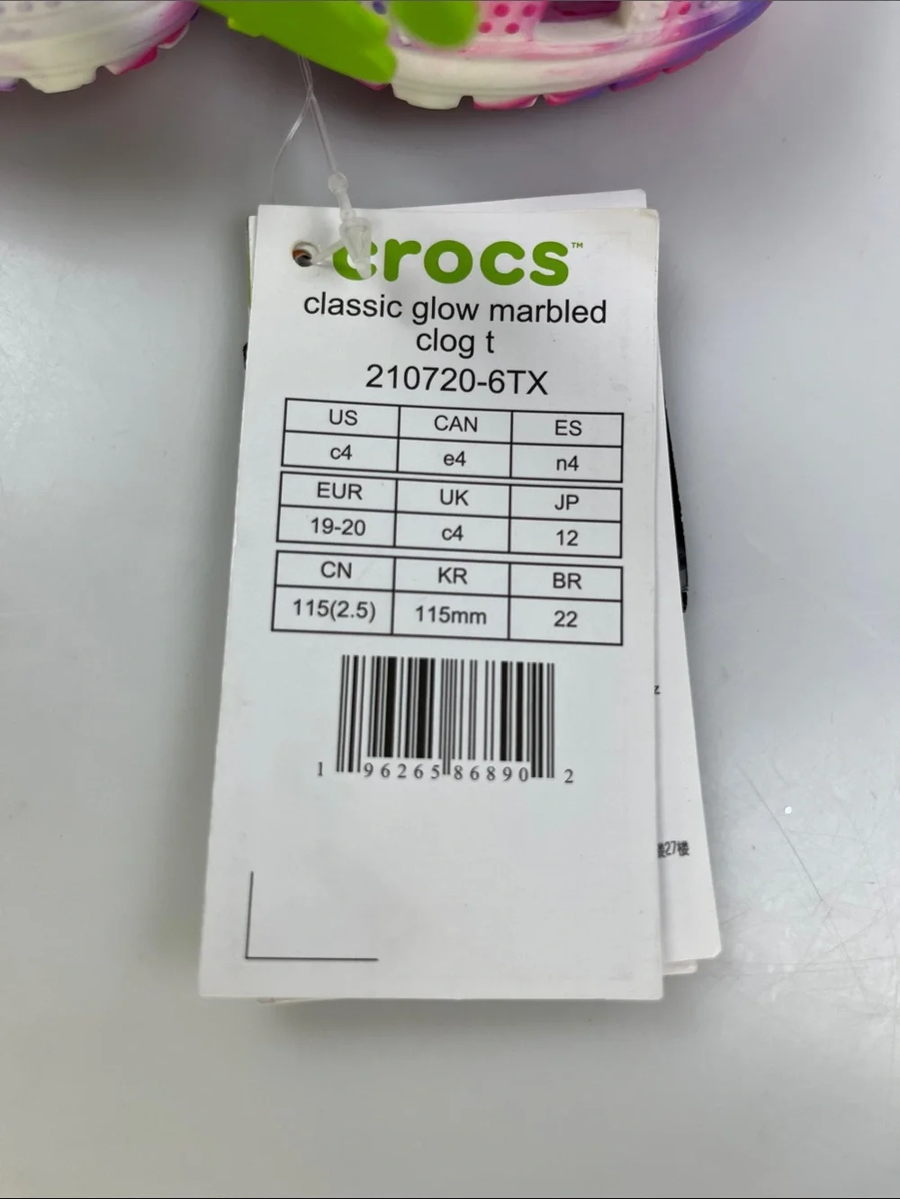 Crocs Classic Clog Glow Marbled Pink Purple Baby Size C4 New